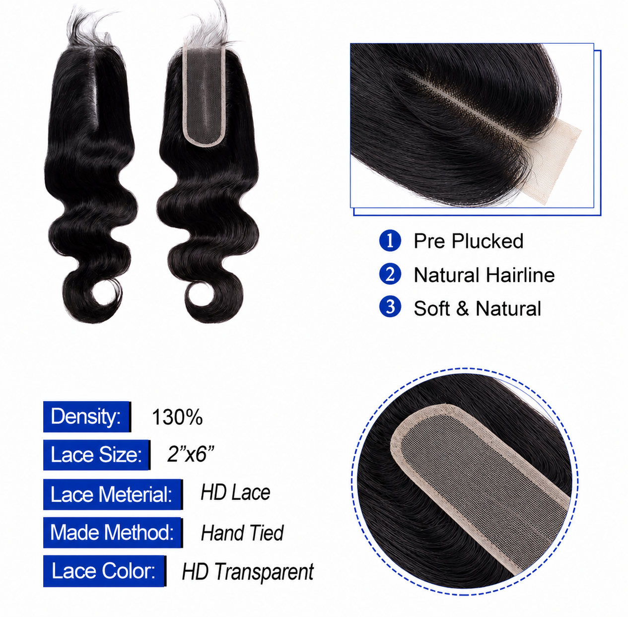 2x6 HD Lace Closure Body Wave